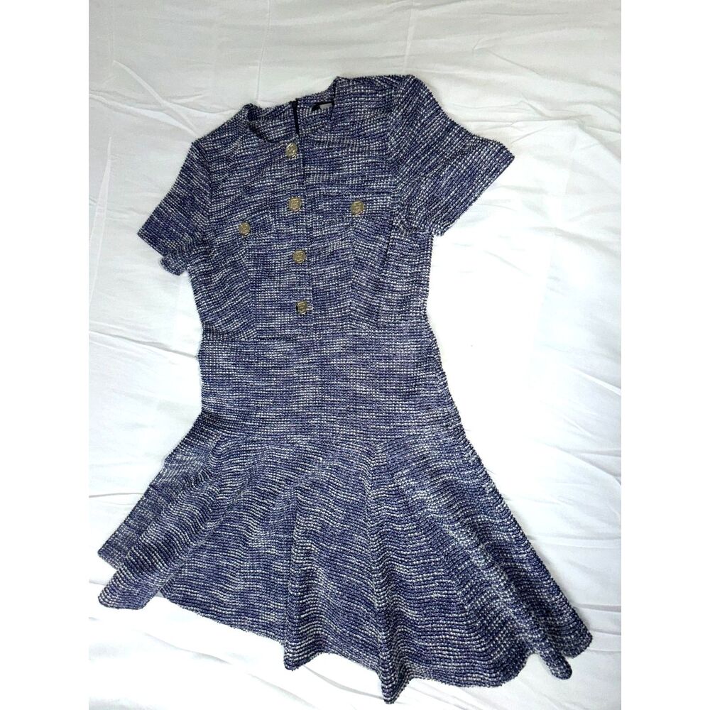 Tommy Hilfiger Short Sleeve Metallic Boucle Fit & Flare Mini Dress